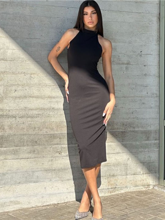 Giuliana Καλοκαιρινό Midi Βραδινό Φόρεμα Μαύρο