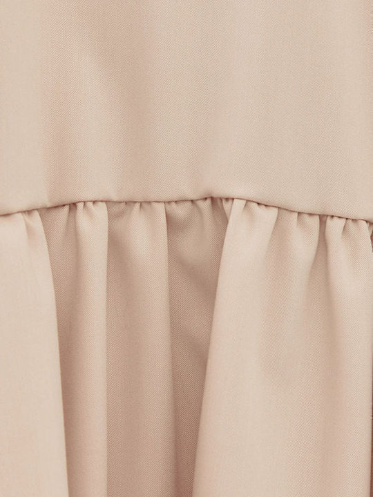 Summer Mini Dress with Ruffle Beige