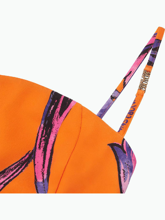 Women's Crop Top Sleeveless with Zipper Orange