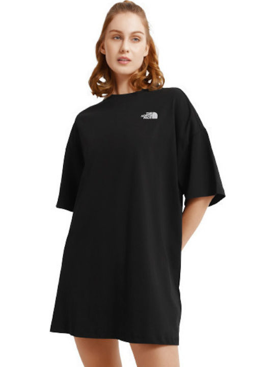 Summer Mini Athletic Dress T-Shirt Short Sleeve Black