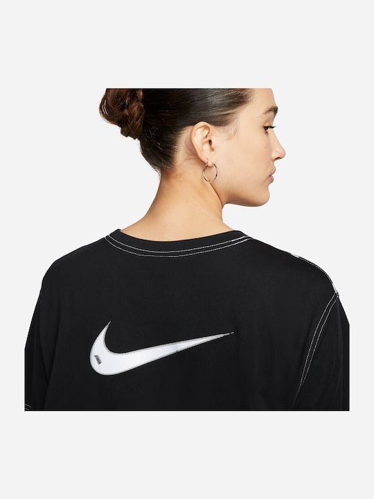 Sportswear Swoosh Summer Mini Athletic Dress T-Shirt Short Sleeve Black