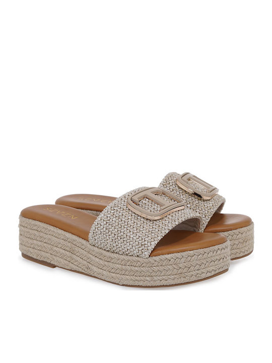 Seven Women's Flat Sandals Flatforms in Beige Color U439W8323284