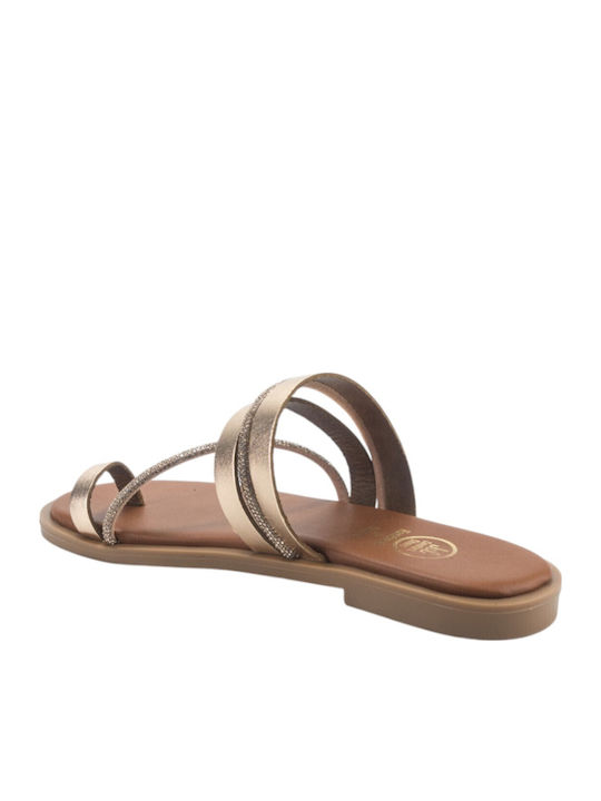 Flache Sandalen für Damen in Gold Farbe