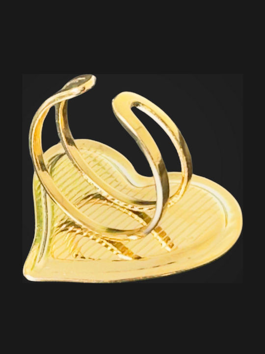 Met Ring with Stones made of Steel Gold Plated