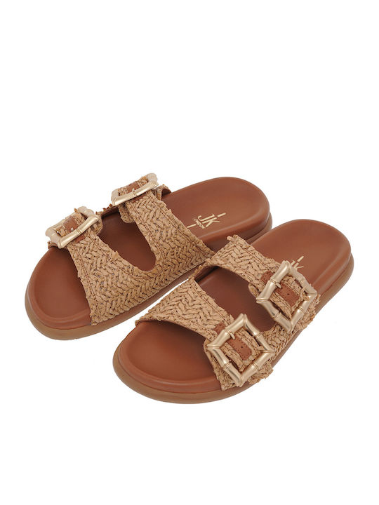 Women's Flat Sandals in Beige Color