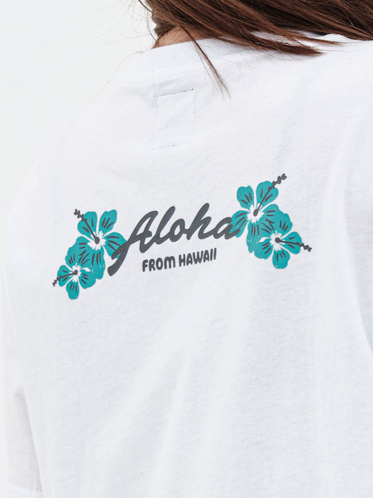 Καλοκαιρινό Mini T-shirt Φόρεμα Λευκό