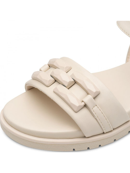 Women's Flat Sandals in Ecru Color