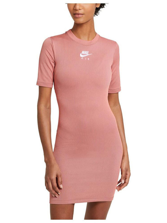 Sportswear Καλοκαιρινό Mini Αθλητικό Φόρεμα Κοντομάνικο Ροζ
