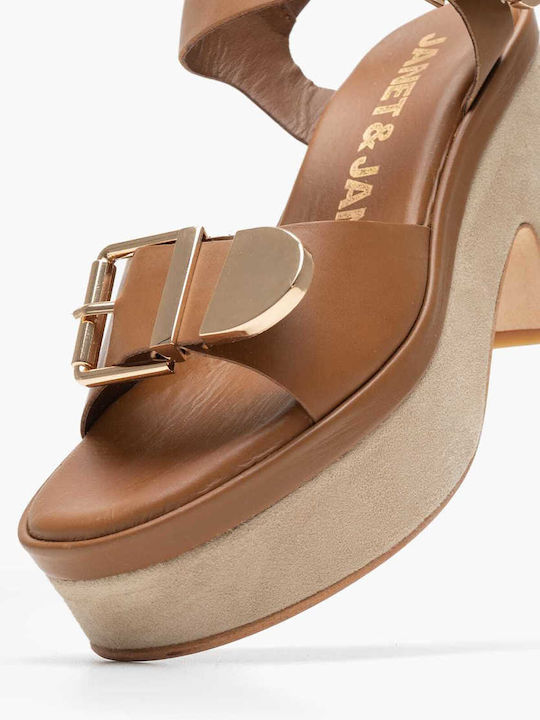 Leather Sandals Tabac Brown