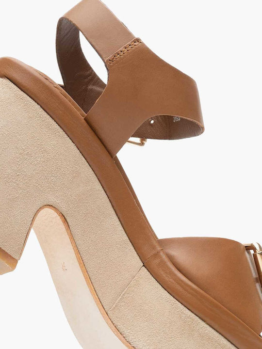 Leather Sandals Tabac Brown