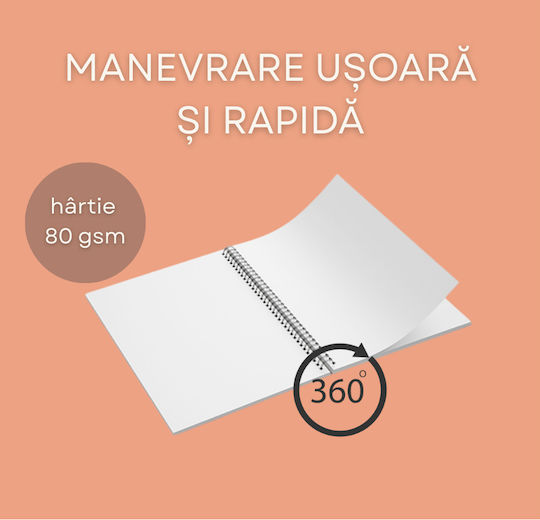 Caiet Spiral A5 Jurnal Bullet 80 Foi cu Pagini Albe Albastre