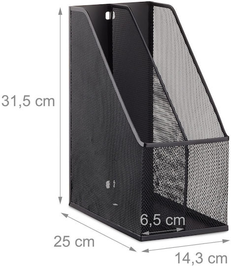 Document Holder 2 Compartments Metal Black 31.5 x 14.3 x 25 cm