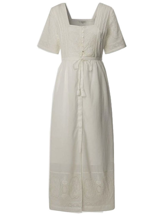 Dress Καλοκαιρινό Maxi Σεμιζιέ Φόρεμα White
