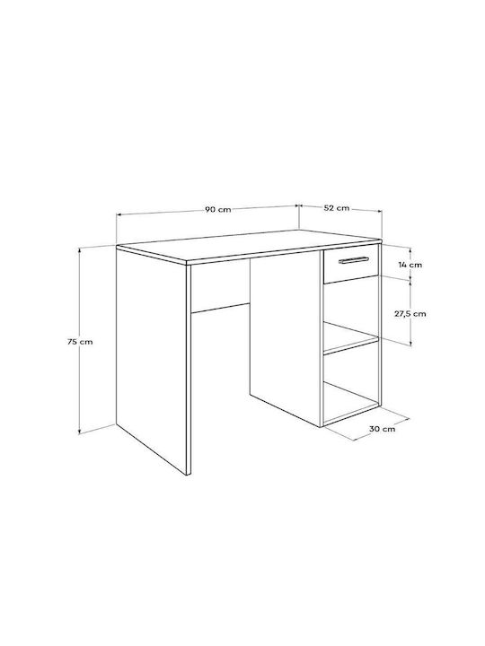 Birou Concept Din Lemn Alb 90x75x52cm