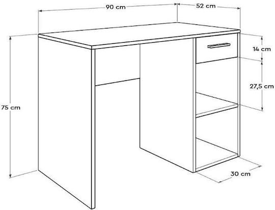 Schreibtisch Concept Holz Weiß 90x75x52cm