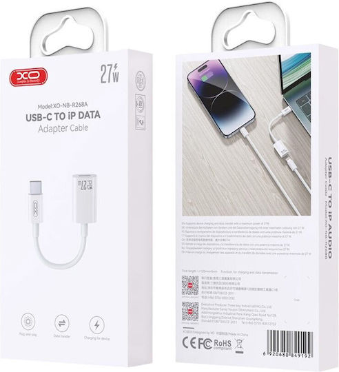 XO Converter USB-C male to Lightning female White 1pcs 111332