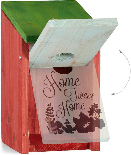 Căsuță decorativă pentru păsări din lemn 21.5 X 12 X 15.2 cm roșu verde