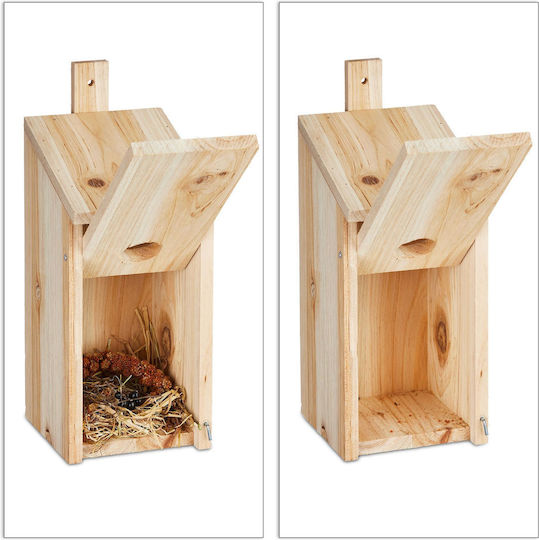 Căsuță decorativă pentru păsări din lemn 26 X 12 X 14.5 cm naturală