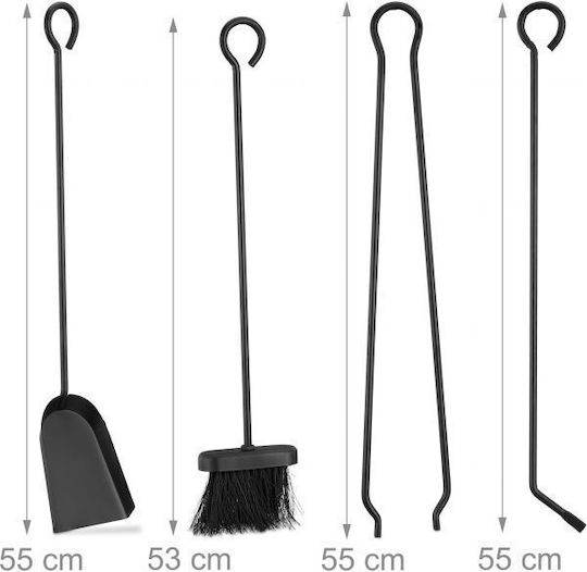 Set de Unelte pentru Șemineu 5 Piese Oțel Negru 68 X 20 X 20 Cm