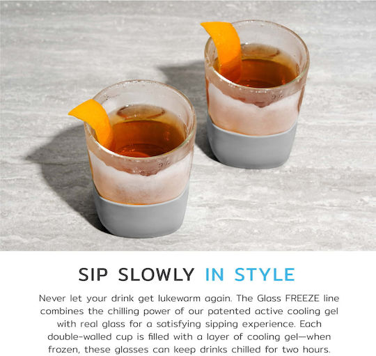 Design Is This Set of Glasses Whiskey / Cocktail/Drinking made of Glass in Gray Color 266.4ml 2pcs