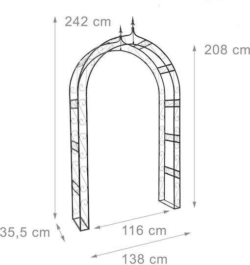 Arcadă Metalică pentru Grădină Flori Cățărătoare Negru 242 X 138 X 35.5 Cm Relaxdays