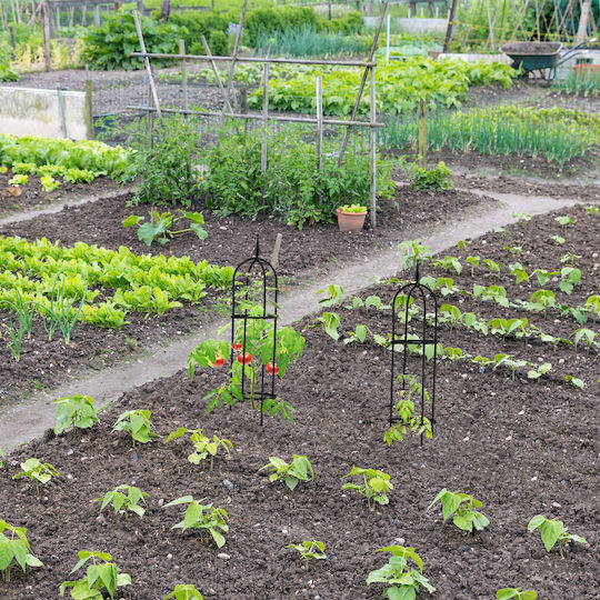 Set 2 Gartenblumenstützen Obelisk Maße 85 x 25 cm Schwarz Relaxdays