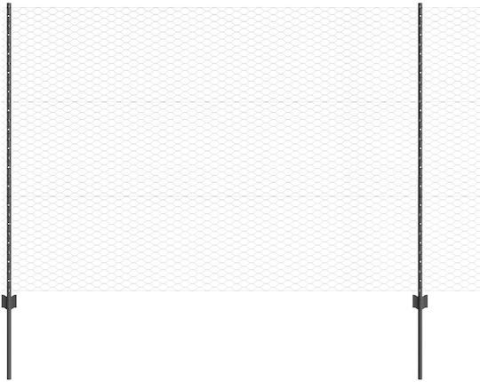 Vidaxl Steel Posts 22 Pcs U-channel Grey 150 cm Hexagonal Fence Vidaxl Grey 1.5x50 m Steel