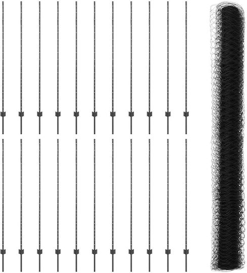 Vidaxl Steel Posts 22 Pcs U-channel Grey 150 cm Hexagonal Fence Vidaxl Grey 1.5x50 m Steel