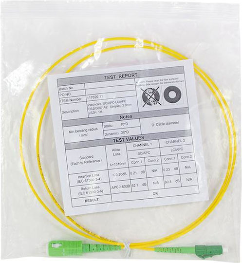 LogiLink Optical Fiber Cable SC/APC-LC/APC 15m Yellow