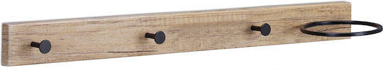 Garderobe 3 Haken 1 Ring MDF Eisen Maße 13 x 65 x 14,5 cm Braun Schwarz Relaxdays