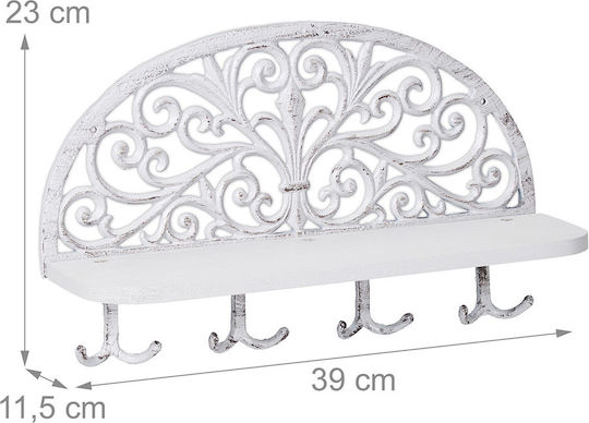Wall-mounted Clothing Support Shelf White 23 X 39 X 11.5 Cm
