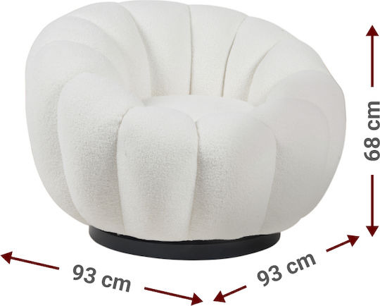 Puffer Sessel Drehbar Weiß 93x93x68cm