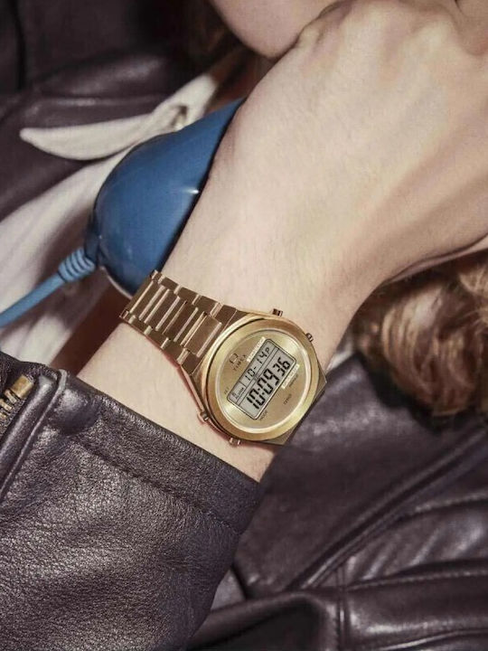 Timex Digital Women's Watch with Gold Metal Bracelet