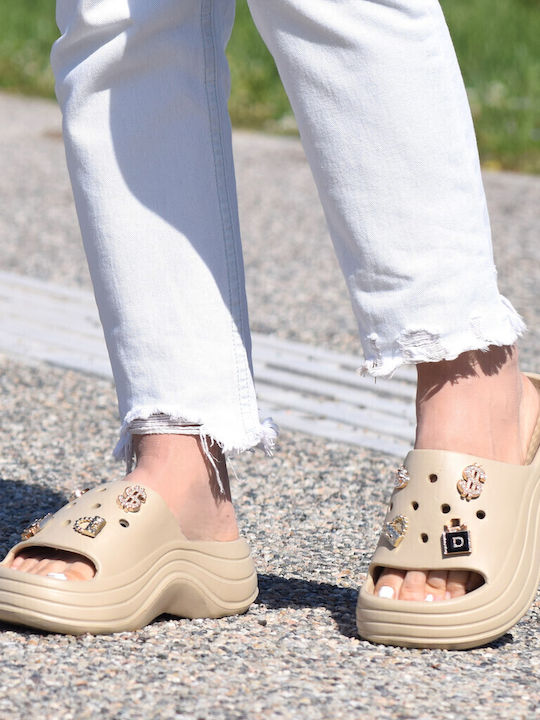 Women's Platform Flip Flops Beige