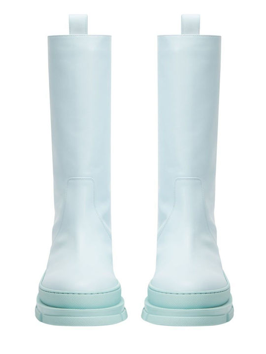 Leather Women's Boots Light Blue