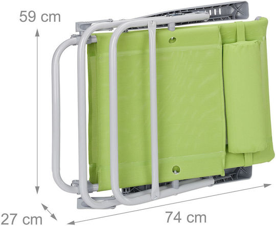 Foldable Lounge Chair Leg Green 38.5cm x 58cm x 112cm Relaxdays