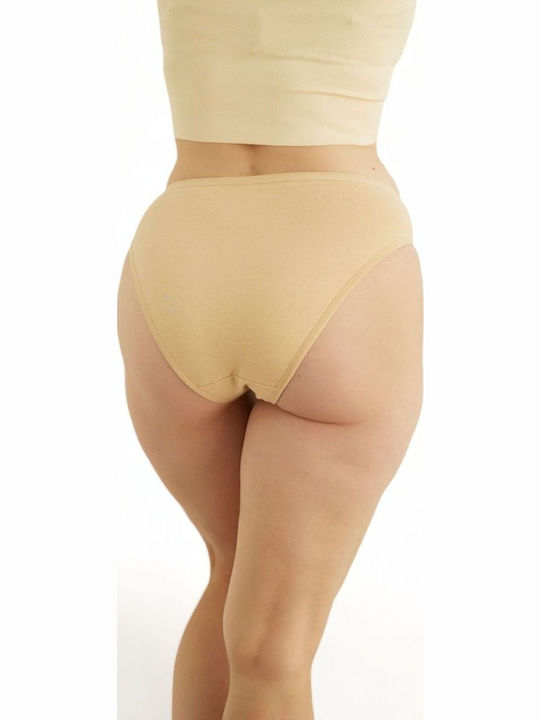 Aurelia Βαμβακερά Ψηλόμεσα Γυναικεία Slip MultiPack Beige