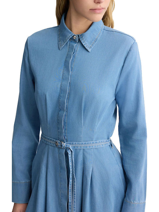 Midi Shirt Dress Light Blue