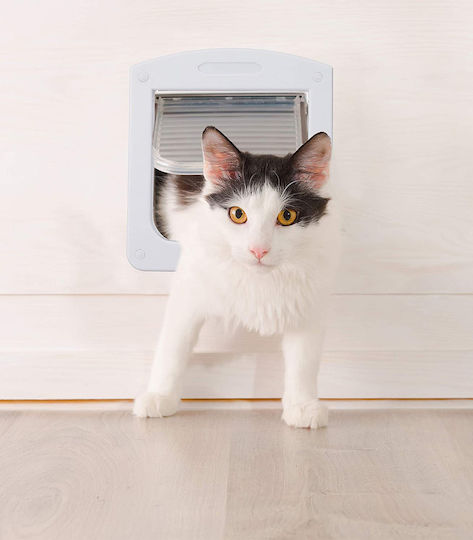 Magnetic Cat Dog Flap Small Pets 4-Way White