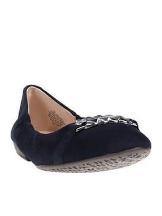 Glind Flats Suede Γυναικείες Μπαλαρίνες σε Μπλε Χρώμα