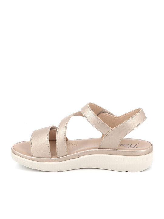 Women's Flat Sandals in Gold Color