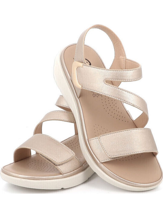 Women's Flat Sandals in Gold Color