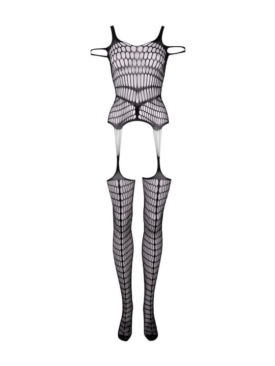 Le Désir Bodystocking Plasă Cu Deschidere La Partea Inferioară Negru