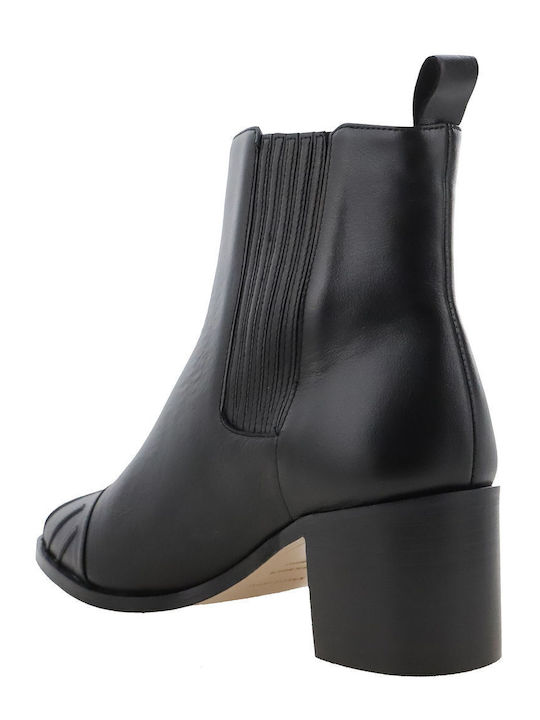 Leder Stiefeletten Damen Schwarz