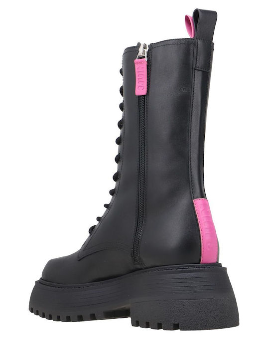 Leder Stiefeletten Damen Schwarz