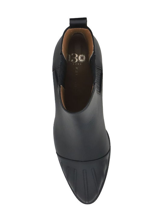 Leder Stiefeletten Damen Schwarz
