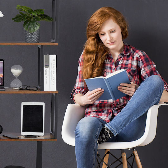 Relaxdays Bibliothek Braun 136x73x30cm