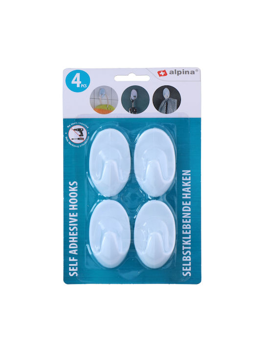 Wall Hanger Hooks Plastic White 8 Pieces