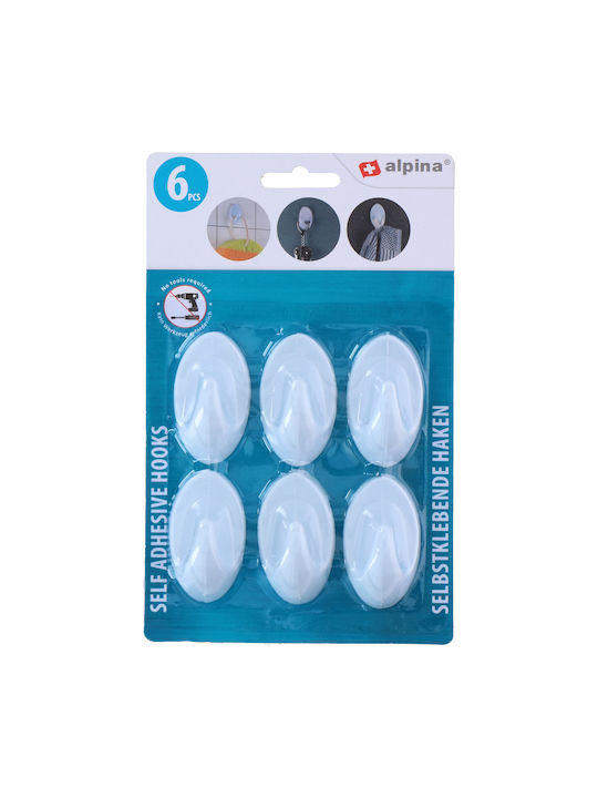 Wall Hanger Hooks Plastic White 8 Pieces