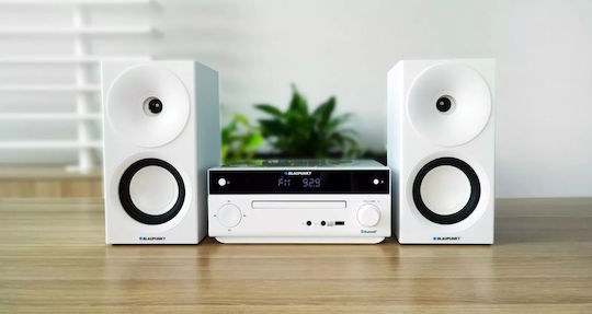 Blaupunkt Ηχοσύστημα 2.0 MS30BT 40W με CD / Digital Media Player και Bluetooth Λευκό